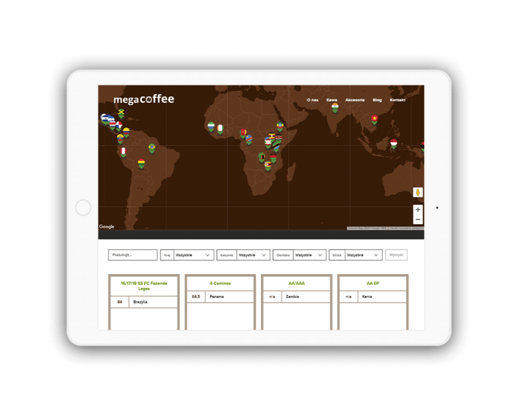 projekt graficzny strony_megacoffee mobile friendly